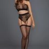 Dreamgirl Fishnet And Lace Bandeau Bralette Set