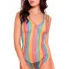 Music Legs Crotchless Rainbow Striped Teddy