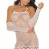 Elegant Moments White Fishnet Chemise And Gloves