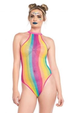 Leg Avenue Rainbow Striped Bodysuit