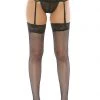 Popsi Wide Lace Garter Belt & Fishnet Thigh Highs