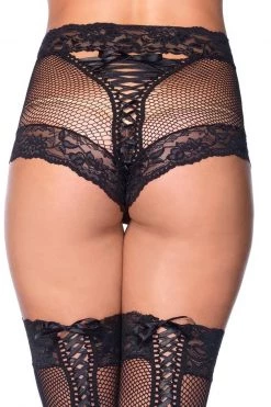 Leg Avenue Fishnet Lace-Up Panty & Backseam Stockings -Fishnet Lingerie shop unnamed file 1500