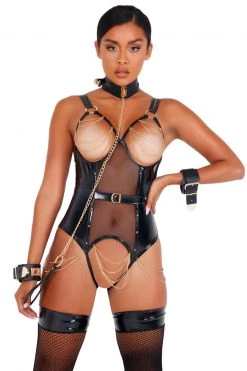 Roma Costume Vinyl Teddy With Chain Detail -Fishnet Lingerie shop unnamed file 1810