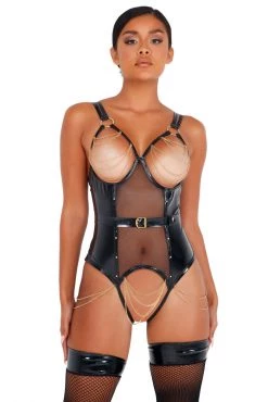 Roma Costume Vinyl Teddy With Chain Detail -Fishnet Lingerie shop unnamed file 1811
