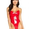 Roma Costume Vinyl Bodysuit With Back Zipper And Thong Back