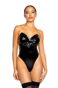 Roma Costume Vinyl Bodysuit With Back Zipper And Thong Back -Fishnet Lingerie shop unnamed file 209