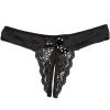 Shirley Of Hollywood Crotchless Black Spandex Panty With Polka Dot Bow