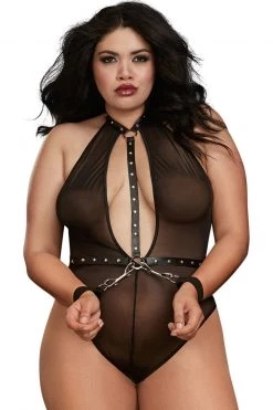 Dreamgirl Teddy With Clasped Wrist Restraints Play Set -Fishnet Lingerie shop unnamed file 2172