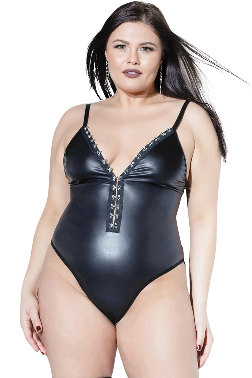 Coquette Wet Look Dominatrix Bodysuit With Chains 5 Coquette Wet Look Dominatrix Bodysuit With Chains - Image 5