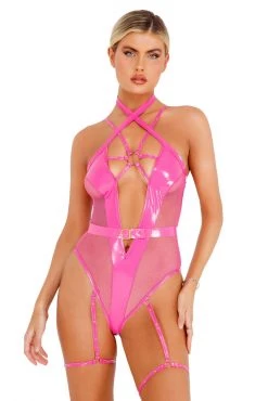 Roma Costume Strappy Vinyl Bodysuit -Fishnet Lingerie shop unnamed file 221