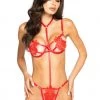 Roma Costume Strappy Red Teddy With Appliques