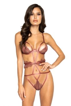 Roma Costume Multiple Cutout Eyelash Lace Teddy