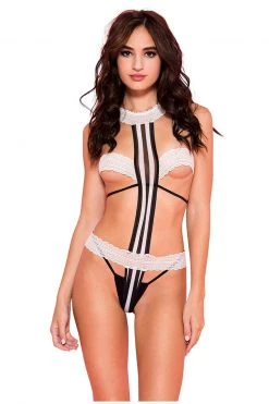 Music Legs White And Black Banded Teddy 11 Music Legs White And Black Banded Teddy -Fishnet Lingerie shop unnamed file 2423