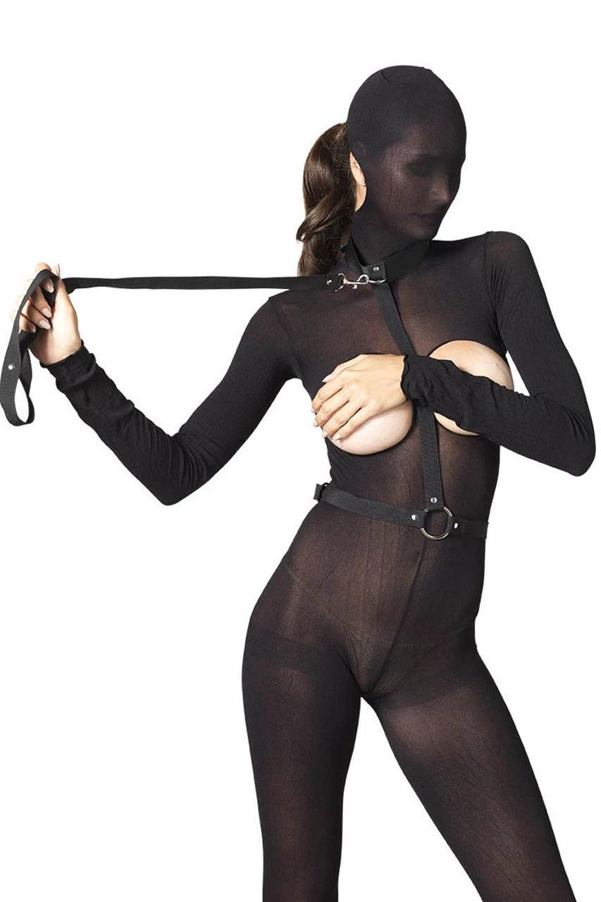 Leg Avenue Nylon Bondage Harness With Leash 2 Leg Avenue Nylon Bondage Harness With Leash - Image 2