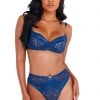 Roma Costume Navy Satin And Lace Bra And Panty