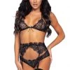 Leg Avenue Eyelash Lace And Rhinestone Bra Set