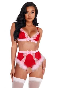 Roma Costume Lace And Satin Marabou Bra Set -Fishnet Lingerie shop unnamed file 2573