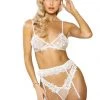 Roma Costume Floral Print Bra And Panty Set With Garter Belt
