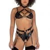 Vinyl And Chains Harness Bra And Crotchless Panty