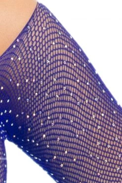 Music Legs Rainbow Striped Fishnet Long Sleeve Mini Dress