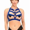 Daisy Corsets USA Royal Blue Stretchy Body Harness With Gold Hardware