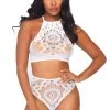 Leg Avenue Crochet Lace Halter Bra And Panty