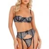 Roma Costume Metallic Lace Bra And Garter Set