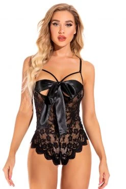3WISHES Bow Front Bodysuit -Fishnet Lingerie shop unnamed file 580