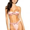 Roma Costume Satin Bra And Panty Set With Bow Accents