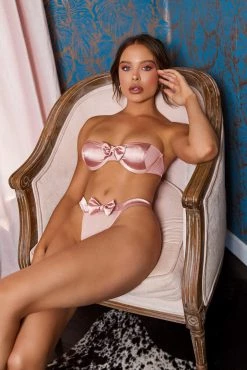 Roma Costume Satin Bra And Panty Set With Bow Accents -Fishnet Lingerie shop unnamed file 614