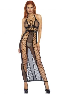 Leg Avenue Fishnet Backless Halter Dress