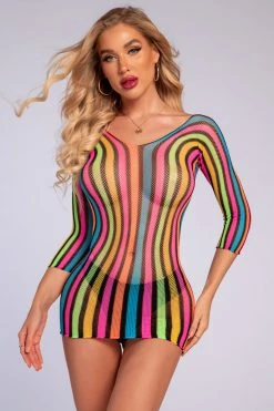 3WISHES Multicolor Net Chemise -Fishnet Lingerie shop unnamed file 693