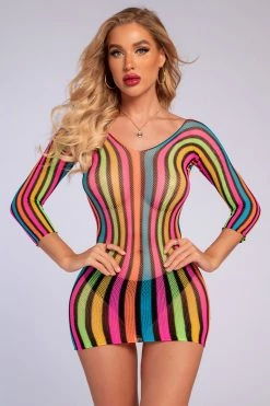 3WISHES Multicolor Net Chemise -Fishnet Lingerie shop unnamed file 694