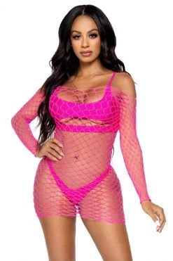 Leg Avenue Neon Net Long Sleeve Dress -Fishnet Lingerie shop unnamed file 792