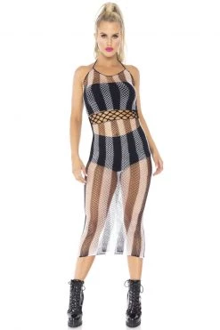 Leg Avenue Striped Fishnet Halter Dress -Fishnet Lingerie shop unnamed file 970